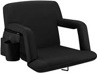 Alpcour Heated Massage Stadium Seat – Deluxe Reclining Bleacher Chair with Back & Arm Support – Built-in Heater and Massager - Extra Thick, Lightweight and Waterproof with Detachable Pockets