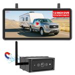 AUTO-VOX Magnetic Wireless Reversing Camera Kit: 7.2" 1080P HD DVR Recording Monitor, 1 Min Install Dual Antenna Motorhome Reverse Camera Kit, IP69K Waterproof with IR Night Vision for Caravan,Van