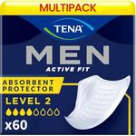 TENA MEN Level 2 Bladder Control Guards for Medium Urine Leaks | 60 Units | 4mm Ultra-Thin |100% Discreet | 27 cm Length | Guard Style Incontinence Pads for Men | World's Leading Incontinence Brand