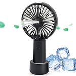 TJC Handheld Portable Spray Mist Fan USB Rechargeable 2000 mAh Li-iON Battery Operated 3 Speed Adjustable Personal Mini Fan for Office Travel Picnic Indoor Outdoor Camping Summer for Women Men - Black