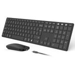 seenda Rechargeable Wireless Bluetooth Keyboard and Mouse Set, Multi - Device Ultra Slim Wireless Mouse and Keyboard, Compatible for Windows, Mac OS, iPad, Tablet, QWERTY UK Layout, Black