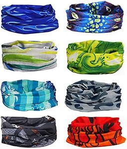 Bandeau Foulard Bandana Echarpe Bandana Casque Multifonction Cache Cou Masque Visage Casquette Moto Vélo Randonnée Sport Anti Poussière Protection Soleil UV Coupe Vent Microfibre (8PCS B)
