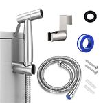 Shoze Handheld Bidet Shower Spray Stainless Steel Toilet Bidet Sprayer Head Taps Kit for Personal Hygiene Toilet Cleaning Pet Bath (Silver)