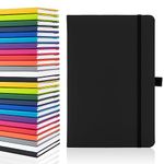 Notes London Plain Page A5 Notebook, White Unlined Blank Pages, Pen Loop, Ribbon and Paper Pocket, Medium Hardback, Note, Eco Sustainable sourced Paper (Black)