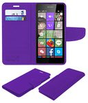 ACM Leather Flip Wallet Case Compatible with Microsoft Lumia 540 Mobile Cover Purple