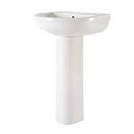 Milano Ballam - Modern White Ceramic Full Pedestal 1 Tap Hole Bathroom Basin Sink - 500mm x 416mm