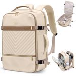 FLYRAIN Large Travel Backpack for Women Men: 40L Carry on Backpack for Airplanes Personal Item Traveling Bookbag with Luggage Strap Laptop Backpacks Anti Theft Weekender Hiking Suitcase Bag Beige