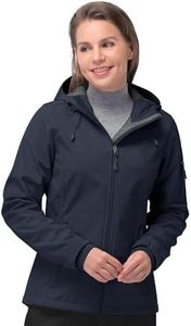 33,000ft Women's Softshell Jacket, Fleece Lined Warm Jacket Light Hooded Windproof Coat for Outdoor Hiking