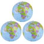 Molain 3 Pcs Inflatable Globes PVC World Globe 16 Inch Before Inflated 12 Inch After Inflated Globe Ball Globe of The World Earth Beach Balls for Beach Office School Teaching Gifts for Students