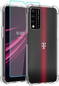 Aozuoton Revvl V+ 5G T-Mobile Case with Screen Protector, Shockproof Clear Silicone TPU Cover (Clear)