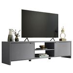 Madesa TV Stand Large Media Console with Cable Management for 65, 75 Inch Media Storage Gaming Living Room Entertainment Center Wooden Television Cabinet - Grey