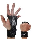 POWER BEAST Hand Grips for Crossfit | 2 in 1 Fingerless Gloves and Wristbands | Weightlifting, Gym, Fitness, Calisthenics, Bodybuilding, Dominoes | Hand and Wrist Protection Unisex