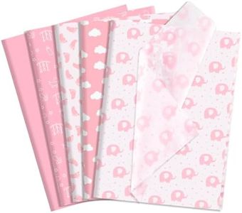 woric 120 Sheets Pink Tissue Paper Bulk Baby Shower Tissue Paper with Cute Design for Gift Bags DIY Crafts Baby Shower Girls Birthday, 14 x 20 Inch