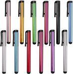 Qisebin 12 Pack Universal Capacitive Stylus Pen Portable Multicolor Touchscreen Stylus Pens Compatible with Apple iPhone 5 /5S/ 5C /6/7/11 Plus iPad Galaxy Tablet Smartphone PDA (HJ-CMB-12PC)