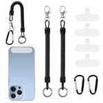 Phone Lanyard Tether with Patch, 2Pack of Anti Theft Phone Strap with Carabiner for Father's Day Gift,Anti-Drop Outdoor Skiing Hiking Cycling Climbing (2*Tether+ 4*Patch + 2*Carabiner Clip)