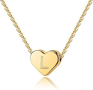 TINGN Coeur Collier Lettre Pendentif Femme Bijoux, Colliers Initiaux en Forme de Coeur Rempli d'Or 14 Carats pour Femmes Collier Initiale Minuscule Coeur Collier Lettre Pendentif Femme Bijoux(L)
