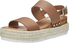 Steve Madden Women's Catia Wedge Sandal, Natural Leather, 8.5 US