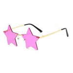 ENTHYI Rimless Star shape Sunglasses Personality Sun Glasses for women/men Party glasses personality pentagram eyewears (Deep purple)