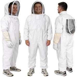 PNKKODW Bee Suit, Beekeeping Outfit Professional Full Body Beekeeper Suit with Veil Hood for Men and Women Beekeeper and Beginners with Gloves (6'3''-6'8'')