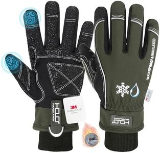 HANDLANDY Winter Insulated Work Gloves, 3M Thinsulate Thermal Water-Resistant Gloves for Men Women Touch Screen, Warm Ski Snowboard Cold Weather Gloves (Army Green, Large)