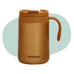 Mockery 500 ML Stainless Steel Insulated Coffee Mug with Lid and Handle, BPA-Free Spill Proof Lid, Double Wall Camping Travel Coffee Mugs, Keeps Coffee/Tea Hot and Beer Drinks Cold (Champagne Gold)