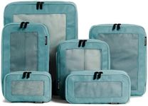 Aerotrunk Compression Packing Cubes for Travel - Luggage Organizer Bags - Double Zipper Packing Cubes for Suitcases (6-Pack, Teal)