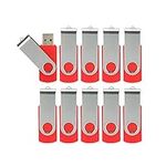 Alihelan 10pcs 4GB USB Flash Drives USB 2.0 Thumb Drive Bulk Pack Swivel Memory Stick 4 GB Fold Storage Jump Drive Zip Drive, 10 Pack Red