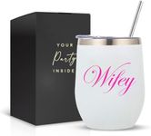 Your Dream Party Shop Wifey Tumbler, White Stainless 12oz Steel Wine Mrs Tumbler with Lid and Straw, Wifey Gifts, Mrs Cup, Perfect Future Bride Tumbler or Cool Bridal Shower Gift for the Bride To Be!