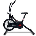 PowerMax Fitness BA-151 Air Bike with 1.5kg Fly Wheel, Moving Handles, Adjustable Seat | Home Gym Exercise Cycle for 120kg Max User | V-Belt Drive, Non-Slip Pedals | LCD Display