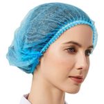 AM Safe x 50 Pcs Hairnet Disposable Stretchable Caps - Cover Hair For Cooking & Hygiene (BLUE)