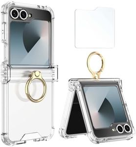 Simpeak Flip Case with Ring and Screen Protector Compatible with Samsung Galaxy Z Flip 6 (2024), Soft Silicone Protective Cases Replacement for Galaxy Z Flip 6, Anti-Scratch,Shockproof,Translucent