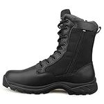 LUDEY Men's Breathable Military Boots Commando Outdoor Desert Tactical Boots Combat Boots Army Patrol Boots Security Police Shoes leather with Zipper IDS 928 Black 7 UK