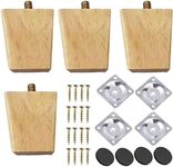 TAIANJI Wooden Furniture Legs 6cm Sofa Replacement Feet Solid Square Wooden Furniture Legs for Dresser, Tables, Couch, Chair, Ottoman, Cabinet etc, with Screws and Mounting Plates