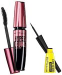 Maybelline New York Hypercurl Mascara Waterproof, Black, 9.2ml And Maybelline New York Colossal Bold Eyeliner, Black, 3g