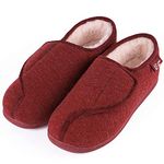 LongBay Womens Slippers Diabetic Shoes Wide Width for Edema Swollen Feet Arthritis Neuropathy Non Slip Indoor Outdoor, Wine Red, 7