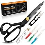 Sewing Scissors for Fabric Cutting – Heavy Duty Scissors – Ultra Sharp Sewing Shears for Quilting, Sewing, and Dressmaking with Tape Measure, Thread Snips, 3 Seam Rippers Black