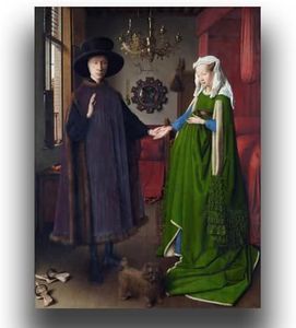 Jan Van Eyck Prints - Arnolfini Portrait Poster - Reproductions Of The World'S Most Famous Paintings - Canvas Wall Decoration For Bedroom, Living Room, Hallway, Unframed (12×16in/30×40cm)