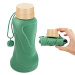 NAVTUE Collapsible Water Bottle, 650ml Foldable Water Bottle BPA Free Reusable Lightweight Leak-Proof Travel Silicone Water Bottle for Travel, Gym, Hiking, Office, Camping (Green)