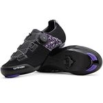 Tommaso Pista Aria Elite Knit Quick Lace Women's Spin Class Ready Cycling Shoe and Bundle with Compatible Cleat, Look Delta, SPD - Black, Purple black Size: 9 UK