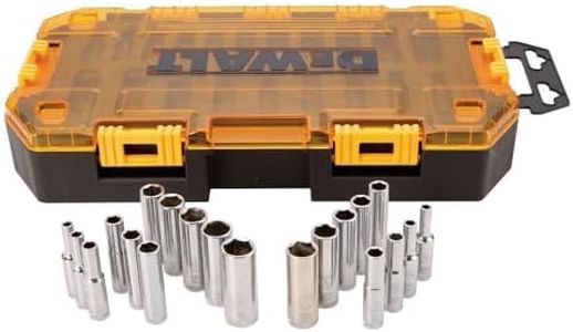 DEWALT Deep Socket Set, 20-Piece, 1/4" Drive Metric/SAE (DWMT73811)