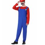 WWQQYY Super Brothers Plumber Cosplay Fancy Dress Costume Outfit, Jumpsuit, Hat and Moustache for Unisex Mens Women Adult Kids Teens Costume Halloween Carnival, Men Red, M