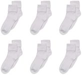 Jefferies Socks Little Girls' Seamless Turn Cuff Socks (Pack of 6), White, Small