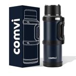 Comvi Flask for Hot Drink - Vacuum Flasks for Hot and Cold Drinks 2.5 Liter (24hrs Hot & Cold) 100% BPA Free Double Wall 304 Stainless Steel Flask - Insulated Coffee Flask - Large Water Bottle - Navy