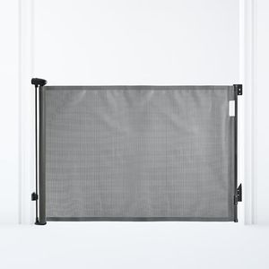 Dreambaby Retractable Safety Stair Gates for Baby, Dog Gate, Extra Wide Mesh Retractable Baby Gate fits up to 140cm, Tall 90cm. 2x EZY-Check Lock Indicators, Hardware Mounted Baby Gate (Grey)