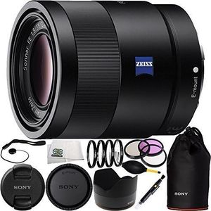 Sony 55mm F1.8 Sonnar T* FE ZA SEL55F18Z Full Frame Prime Lens - International Version - 15PC Bundle Includes + 3PC Filter Kit (UV-CPL-FLD) + 4PC Macro Filter Set (+1,+2,+4,+10) + More