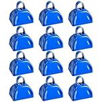 Set of 12 3-inch Cowbells with Handle, Hand Percussion Cow Bells Noise Makers for Sporting Events, Football Games (Blue)