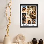 FA6 6 Photos Collage And Your Customized Text - Personalized Black Photo Frame with Photo upload for All Occasion - 6x8 Inch Rectangular, wood, Wall Mount