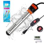 2000W Immersion Water Heater with Switch,with Digital LCD Thermometer Accessory,Heat 5 Gallons of Water in Minutes Bucket Heate, Submersible Water Heater Inflatable Pool Heater for Above Ground Pool