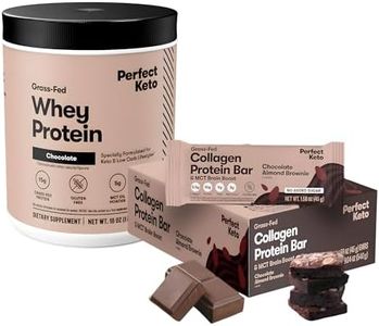Perfect Keto Snack & Shake Bundle – Almond Butter Brownie Keto Bars (12 ct) + Grass-Fed Whey Protein Isolate Chocolate | Low Net Carbs, No Added Sugar, Gluten Free