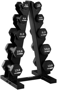 HolaHatha Neoprene Dumbbell Weights Set & Rack for Home Workout, 76 Lbs, Black